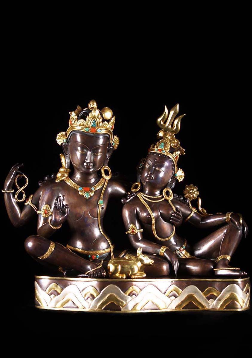 RESERVED Masterpiece Copper Shiva, Parvati & Nandi 16"